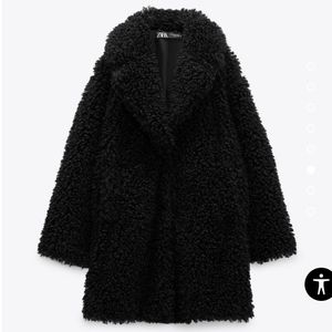 Zara Faux Fur Women's Coat Brand New with Tags Size Small Color Black